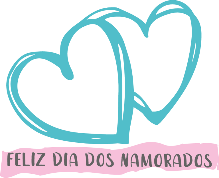 sticker que diz "feliz dia dos namorados unidos" com dois corações na cor azul