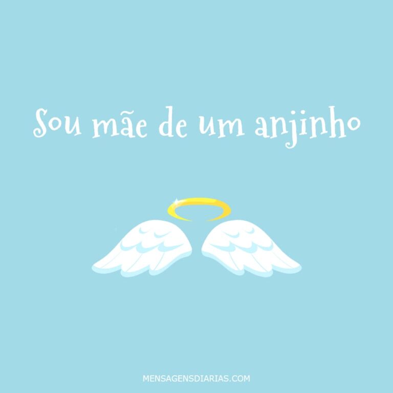 card azul com a frase "Sou mãe de um anjinho" e ícone de asas de anjo